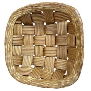 Vintage Primitive Studio Art Basket Lattice Weave Pottery Bowl Signed‎